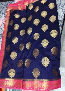 Navy Blue Banarasi Silk Saree