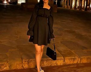Chic Black Puff Sleeve Mini Dress