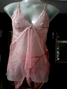 Charming Pink Babydoll Lingerie Set