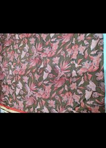 Designer Beige Blouse with Floral Saree