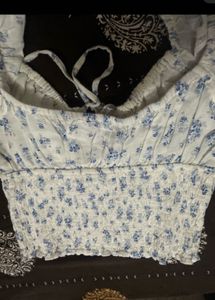 Floral Print Smocked Crop Top