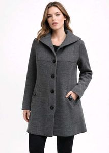 Elegant Gray Wool Blend Coat