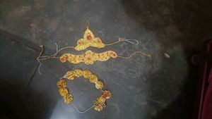 Exquisite Gold &amp; Red Embellished Ethnic Accessory