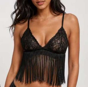 Black Lace Fringe Bralette extra large