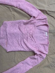 Cute Pink Textured Square Neck Top