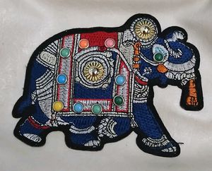 Embroidered Elephant Patch Purse