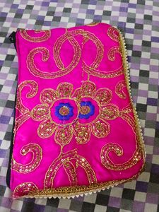 Vibrant Pink Embroidered Clutch Bag