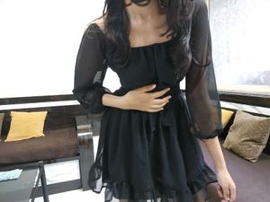 Elegant Black Sheer Sleeve Mini Dress