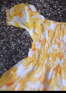 Chic Yellow Floral Print Mini Dress