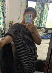 Black Saree With Silver Striped 🖤🩶