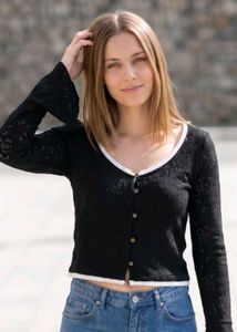 Black Lace Bell Sleeve Cardigan