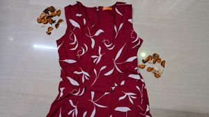 Red &amp; White Print Sundress