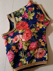 Navy Blue Floral Print Blouse