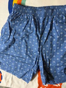 Blue Printed Pajama Shorts