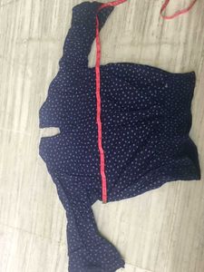 Chic Navy Polka Dot Bell Sleeve Top