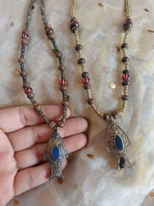 Real afghan Unique Fish Pendant Beaded Necklace