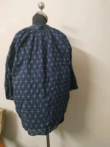 Navy Blue Printed V-Neck Top
