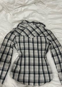 y2k embellished snatched plaid shirt
