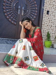 White Cotton Skirt with Diamond Print