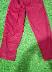 Maroon Corduroy Tiered Dress with pants