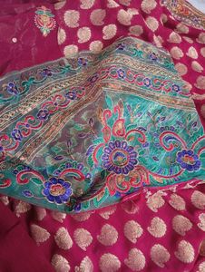 Elegant maroon  Brocade Saree