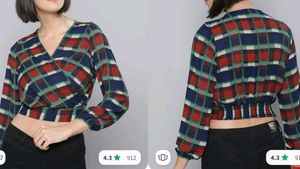 3 Chic Plaid Wrap Crop Top