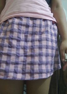 Pink &amp; Purple Gingham Mini Skirt