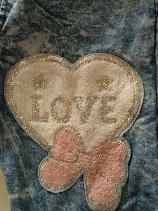Girls' Acid Wash Jeans with Heart Applique
