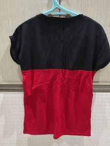 Cute Red &amp; Black Color Block T-Shirt