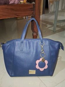 Caprese Blue Tote Bag with Flower Charm