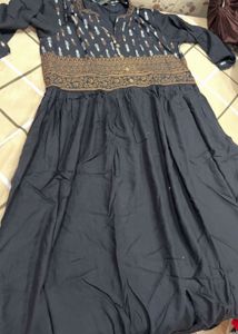 Elegant Black Kurta with Embellished Yoke😍