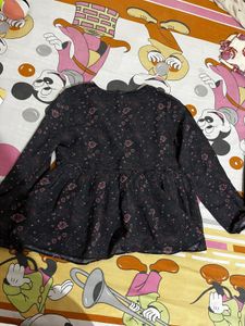 Chic Black Floral Print Peplum Top