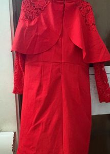 Elegant Red Lace Sleeve Gown