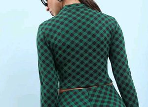 Green Checkered Two-Piece Set
