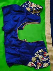 parrot green Saree with Designer Blouse