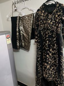 Elegant Black & Gold Embroidered Suit