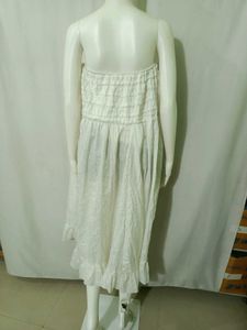 White Strapless Midi Dress Cum Skirt Free Size