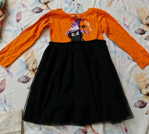 Girls Halloween Black Cat Dress