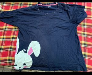 Cute Navy Blue Bunny T-Shirt