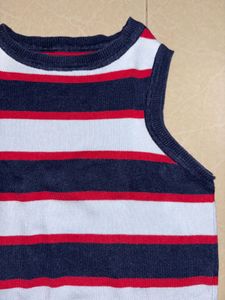 Striped Sleeveless Knit Top