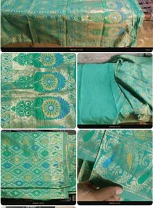 Stunning Sea green Silkcotton Saree