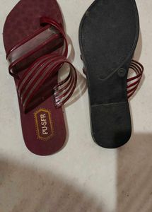 Maroon PU-SFR Flip Flops