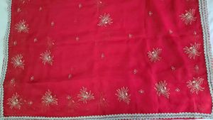Red Odhni/Chunni/Dupatta with silver work