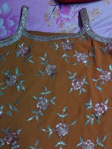 Floral Embroidered Ethnic kurti,plazzo and dupatta