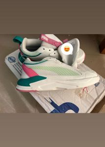 Puma Sneakers - White with Pink & Teal Accents