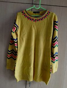 Retro Mustard Chevron Sleeve Sweater