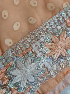 Peach Embellished Saree