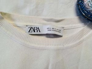 Zara White Sleeveless Knit Top