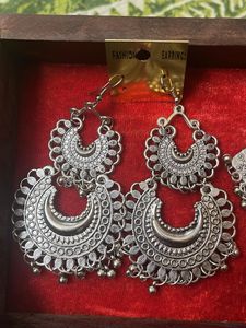 Oxidized Silver Jhumka Earrings set 2