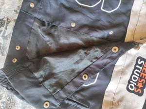 “Black &amp; White Graphic Varsity Jacket + Shorts Co-
